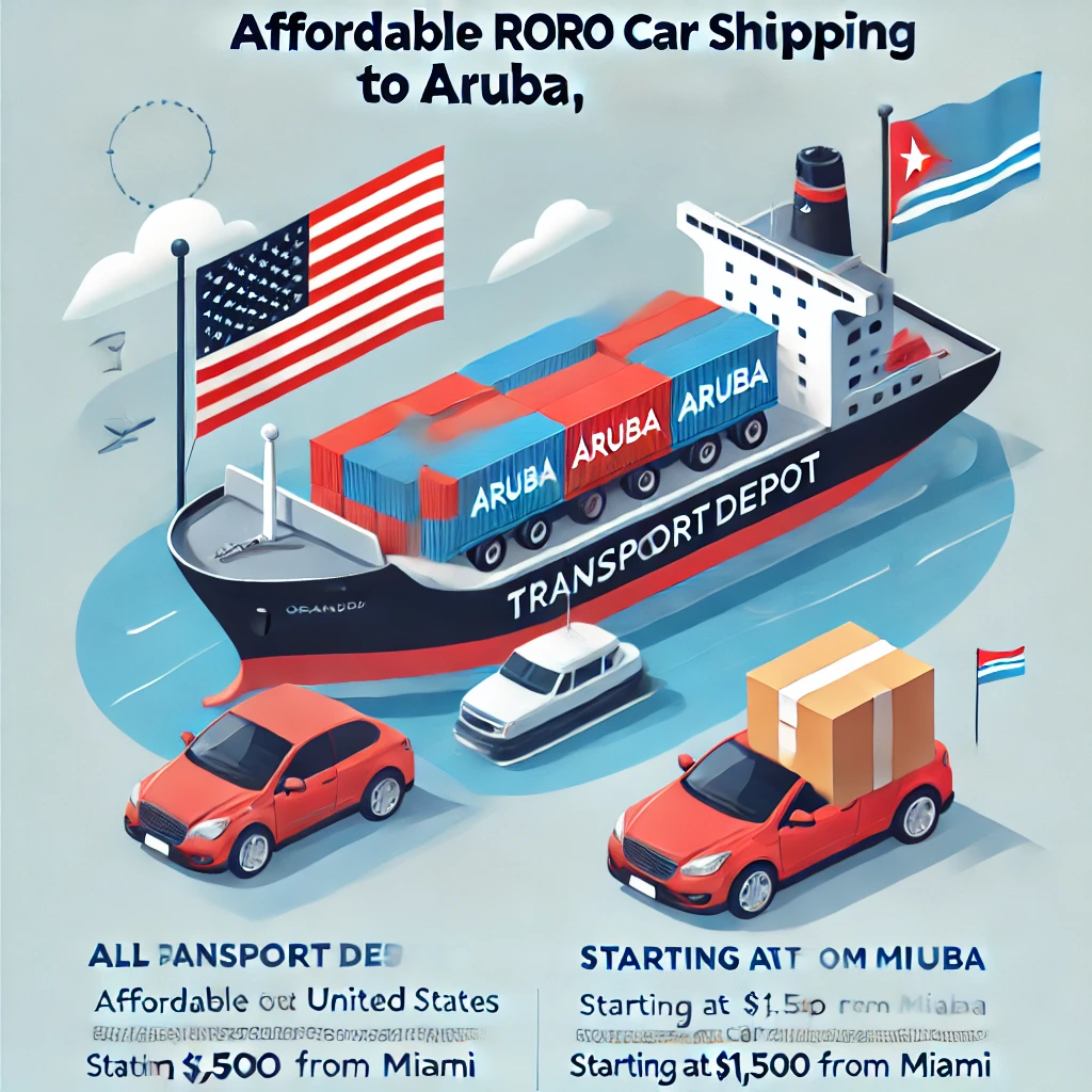 "Affordable RoRo car shipping from the USA to Oranjestad, Aruba with All TransportDepot, starting at $1,500 from Miami."