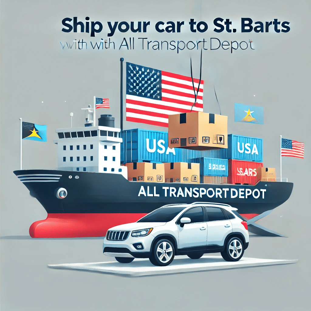 "Infographic showing the breakdown of customs duties and taxes for importing a car to St. Barts, including Import Duty, VAT, Environmental Fees, and Registration Fees."