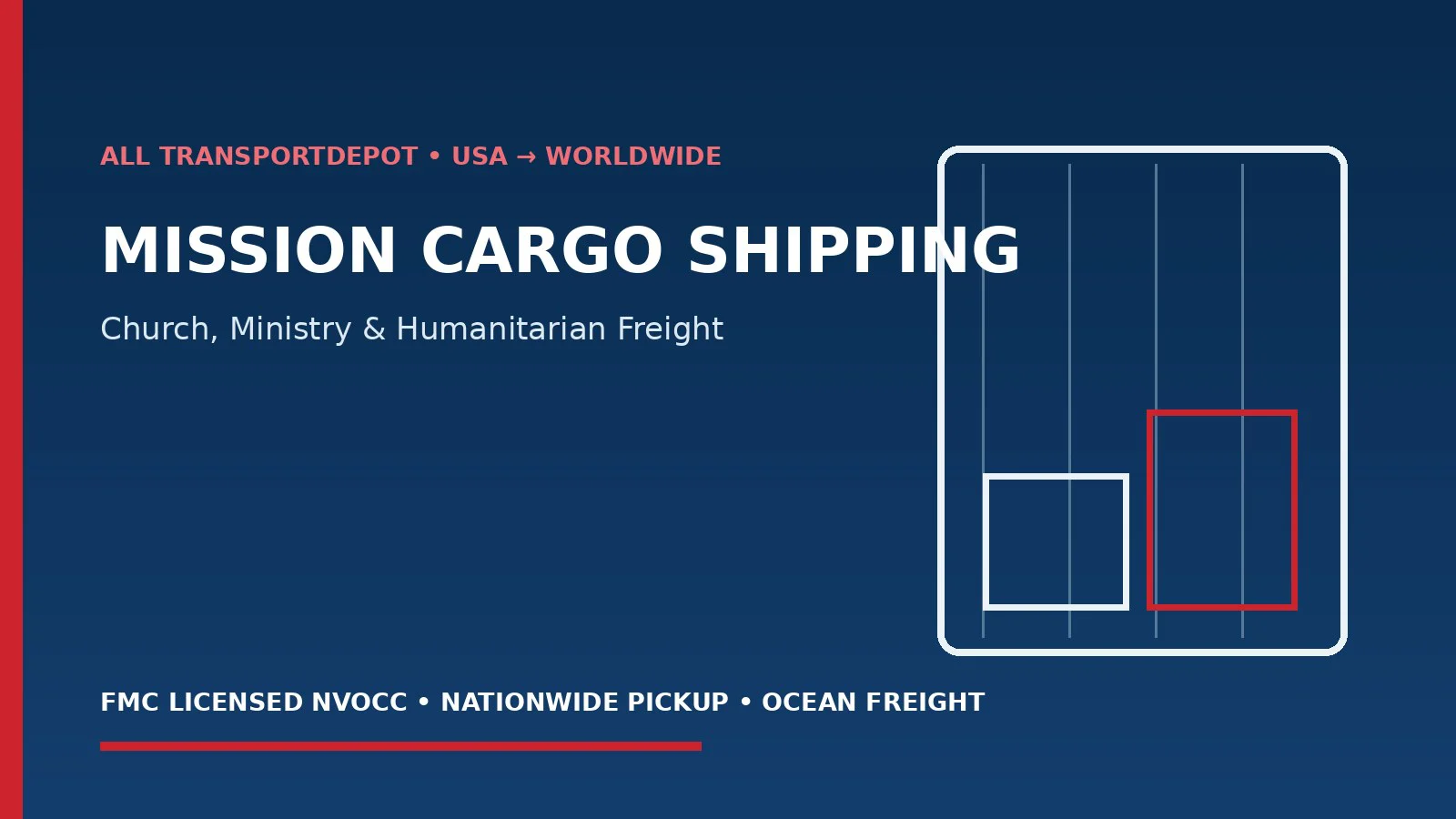 Church and mission cargo shipping overseas from the USA